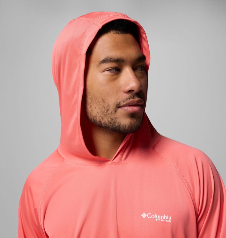 Men's PFG Terminal Tackle Hoodie, Color: Melonade, White Logo, image 5