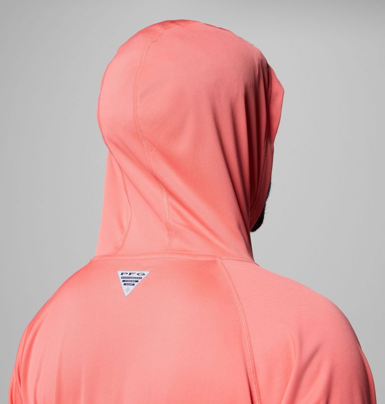 Men's PFG Terminal Tackle Hoodie, Color: Melonade, White Logo, image 6