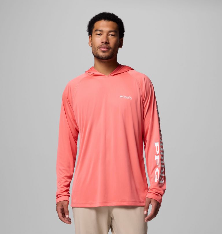 Men's PFG Terminal Tackle Hoodie, Color: Melonade, White Logo, image 1