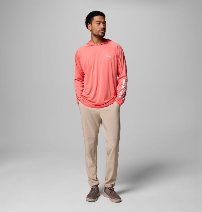 Men's PFG Terminal Tackle Hoodie, Color: Melonade, White Logo, image 2