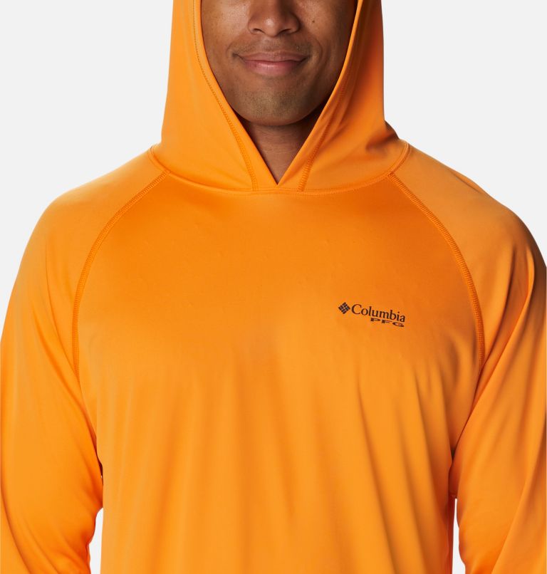 Men’s PFG Terminal Tackle Hoodie, Color: Orange Blast, Black Logo, image 4