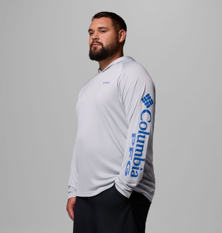 Men's PFG Terminal Tackle Hoodie - Big, Color: Cool Grey, Vivid Blue Logo, image 4