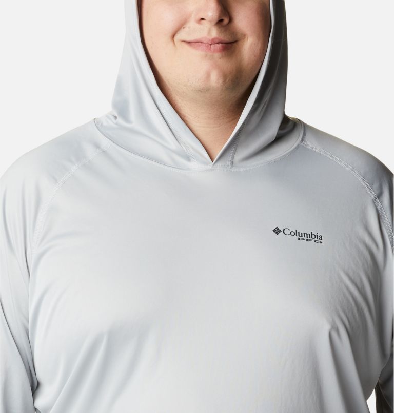 Men's PFG Terminal Tackle Hoodie - Big, Color: Cool Grey, Vivid Blue Logo, image 4