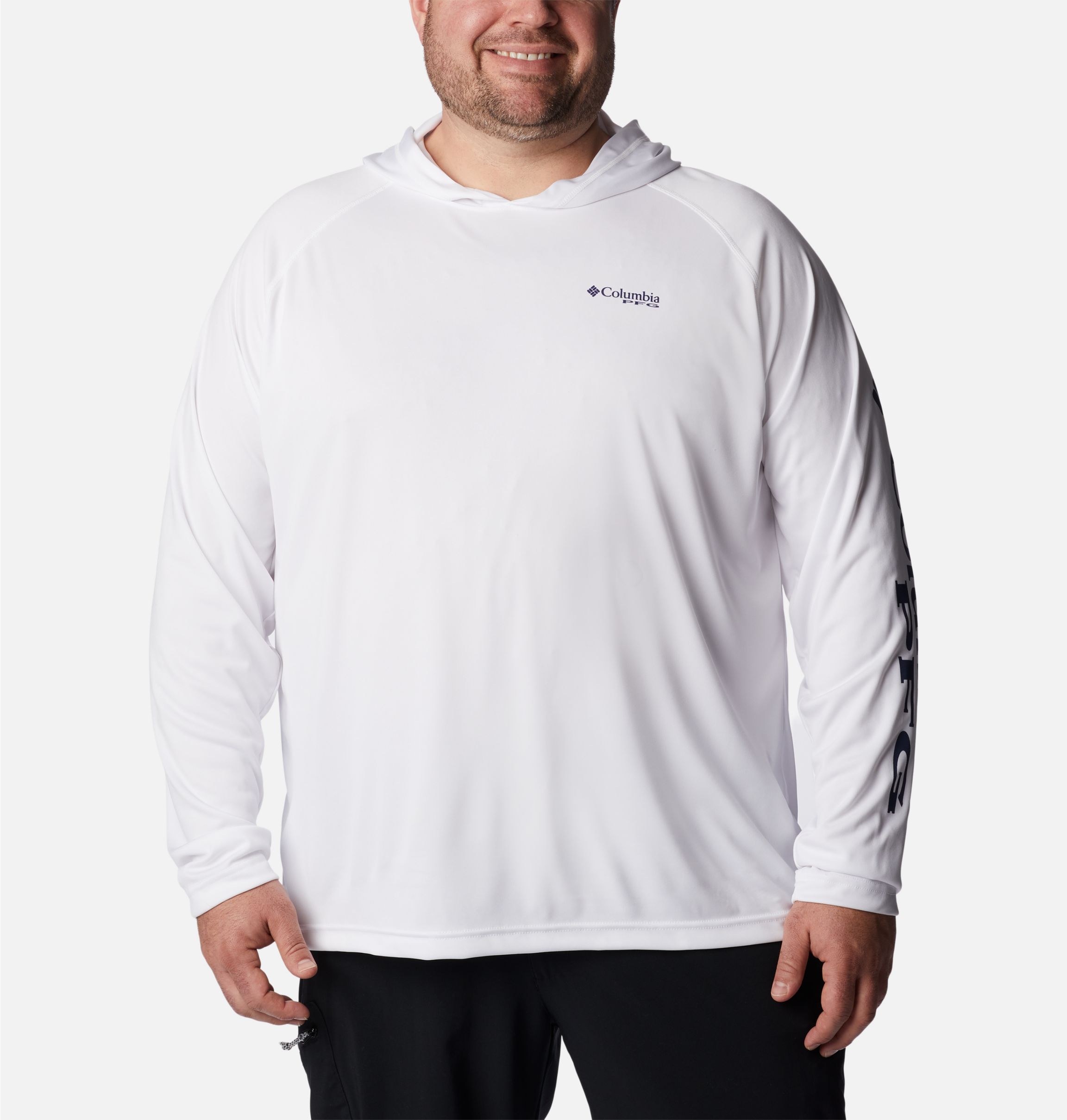 Columbia Mens PFG Terminal Tackle Long Sleeve Tee - Tall, White, Nightshade  Logo, 4X/Tall 