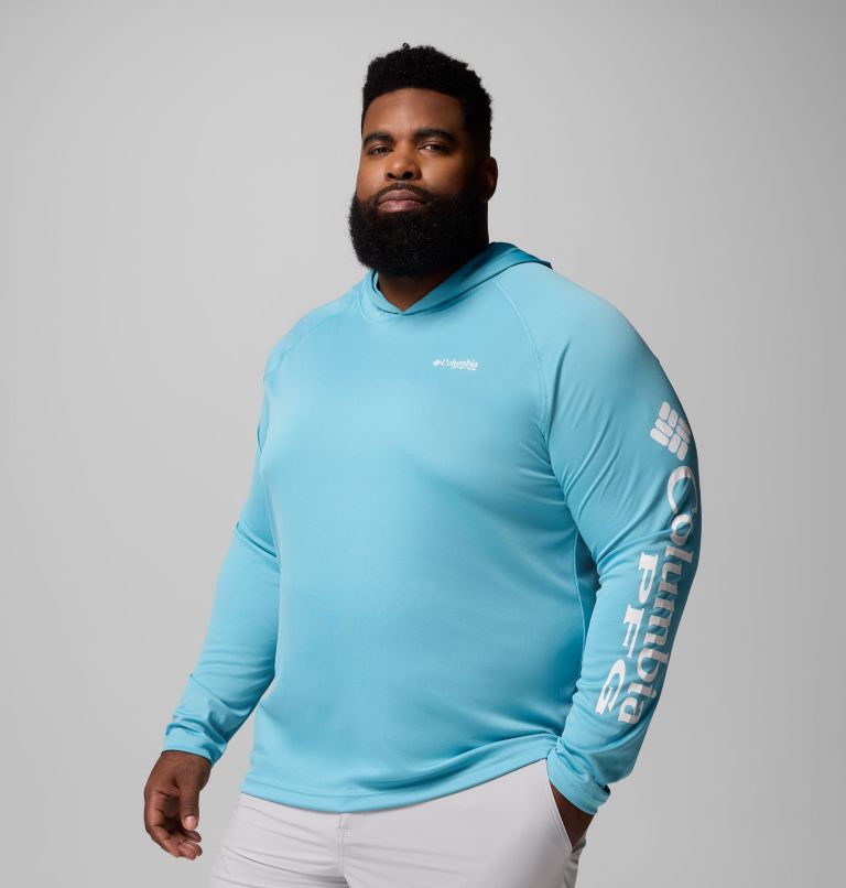 Men's PFG Terminal Tackle Hoodie - Big, Color: Vintage Blue, White Logo, image 4