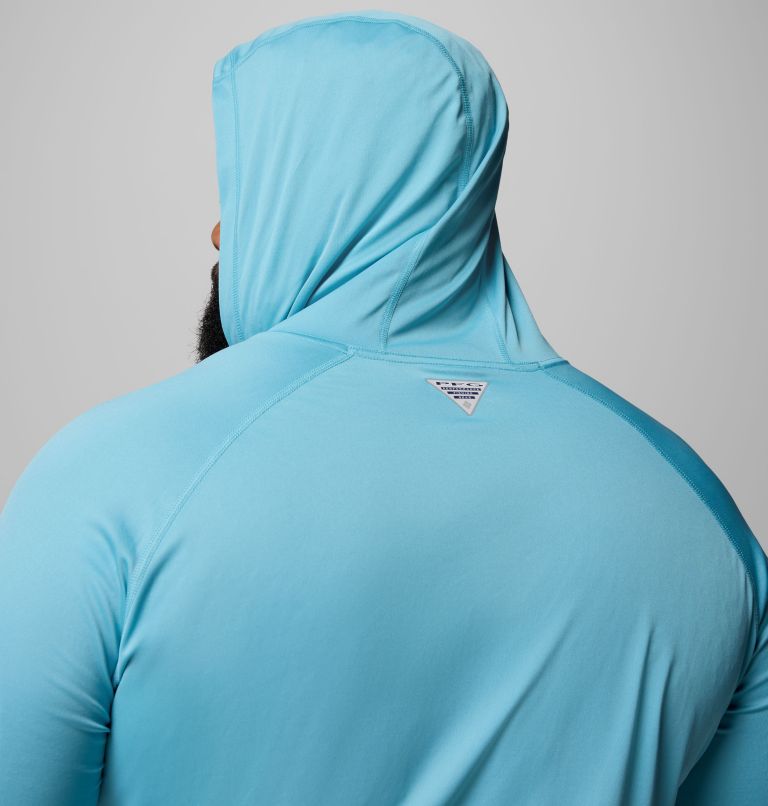 Men's PFG Terminal Tackle Hoodie - Big, Color: Vintage Blue, White Logo, image 6