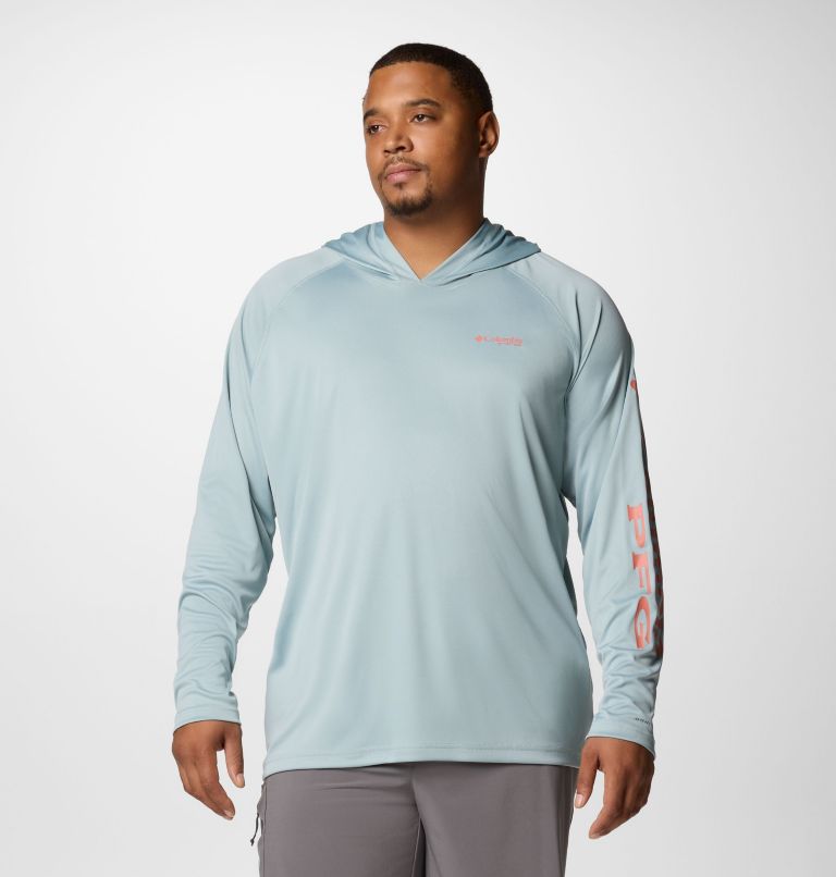 Men's PFG Terminal Tackle Hoodie - Big, Color: Crushed Blue, Faded Peach Logo, image 1