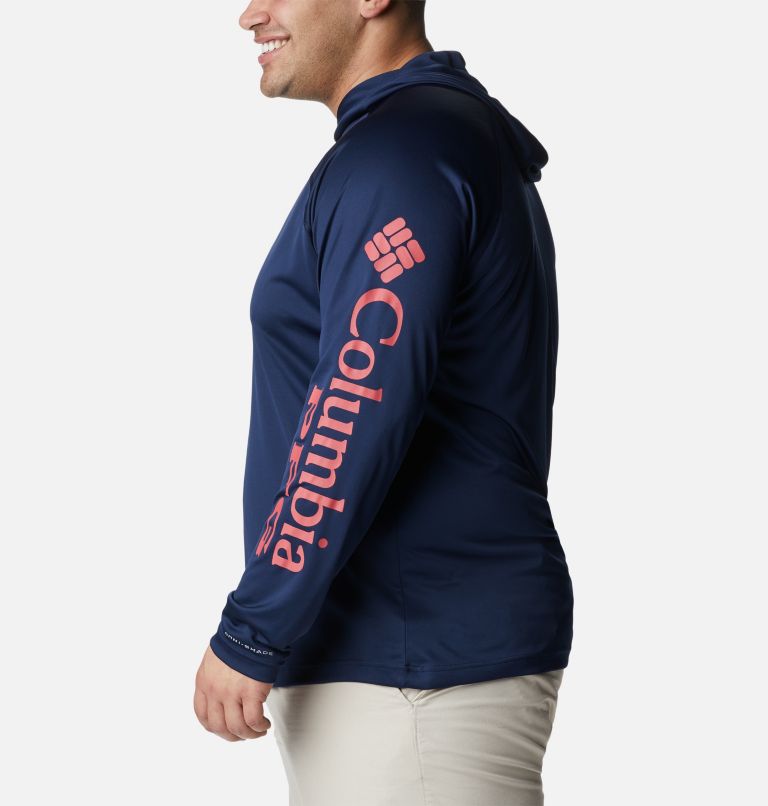 Men’s PFG Terminal Tackle Hoodie - Big, Color: Coll Navy, Sunset Red Logo, image 3
