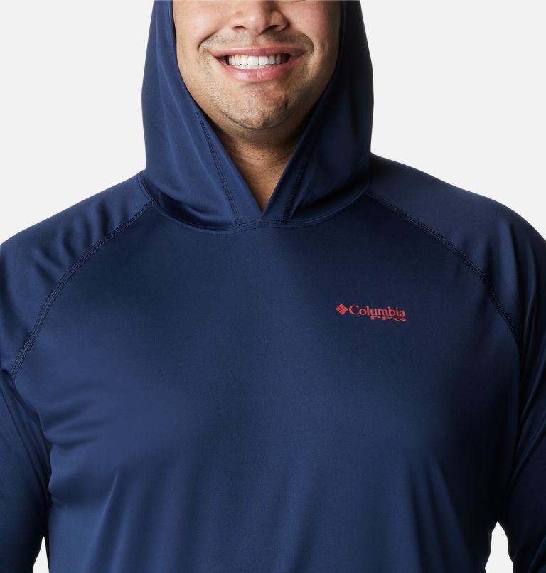 Men’s PFG Terminal Tackle Hoodie - Big, Color: Coll Navy, Sunset Red Logo, image 4