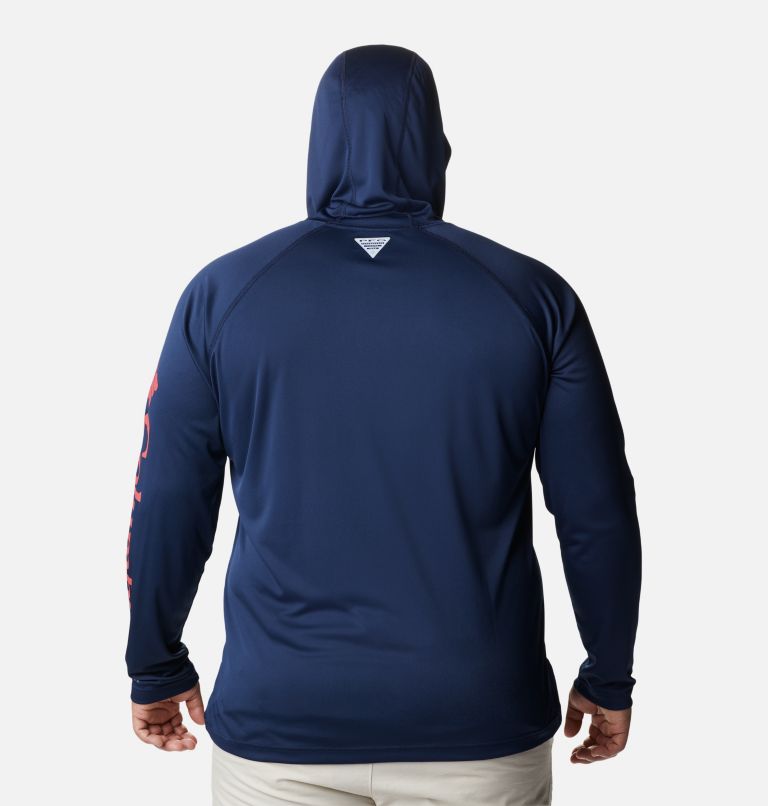 Men’s PFG Terminal Tackle Hoodie - Big, Color: Coll Navy, Sunset Red Logo, image 2