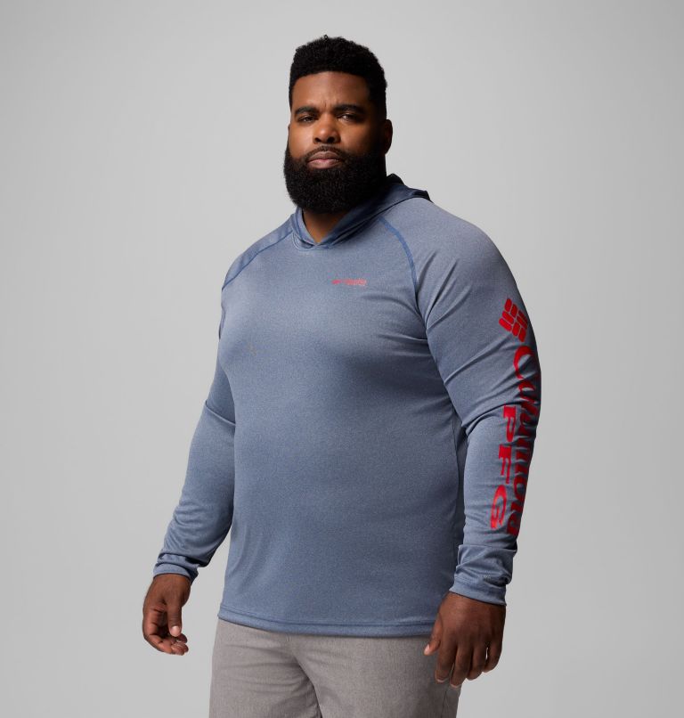 Men's PFG Terminal Tackle Hoodie - Big, Color: Carbon Heather, Red Spark Logo, image 4