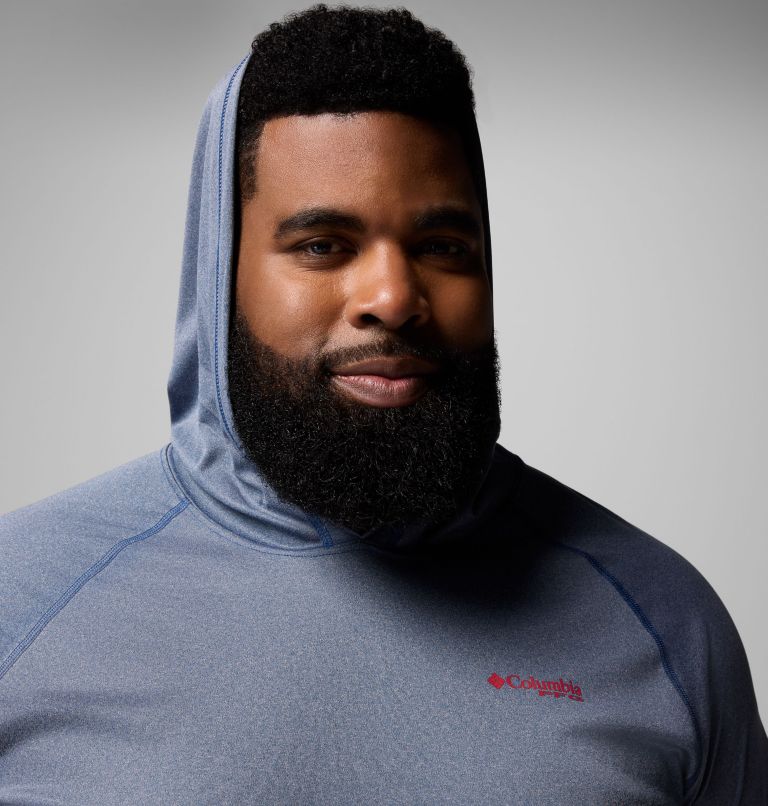 Men's PFG Terminal Tackle Hoodie - Big, Color: Carbon Heather, Red Spark Logo, image 5