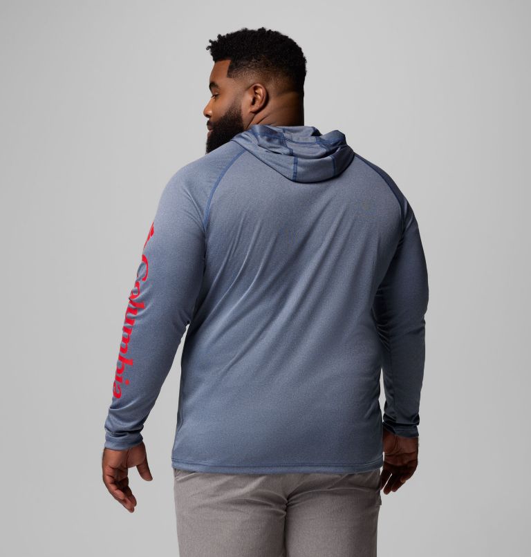 Men's PFG Terminal Tackle Hoodie - Big, Color: Carbon Heather, Red Spark Logo, image 3