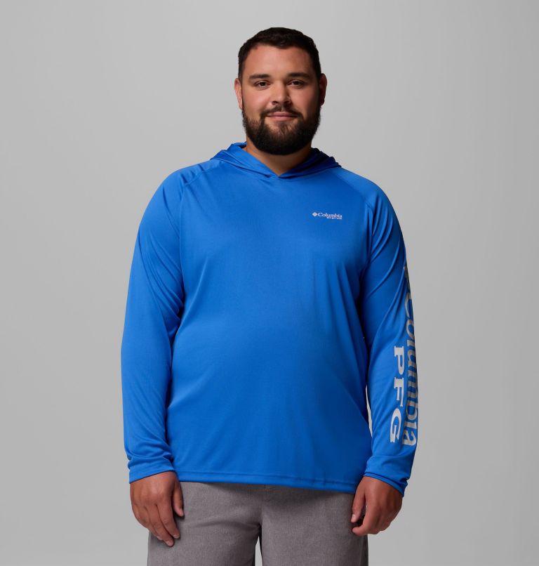 Men's PFG Terminal Tackle Hoodie - Big, Color: Vivid Blue, Cool Grey Logo, image 1