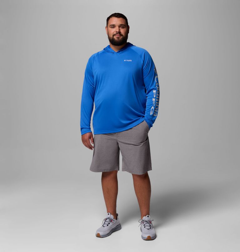 Men's PFG Terminal Tackle Hoodie - Big, Color: Vivid Blue, Cool Grey Logo, image 2