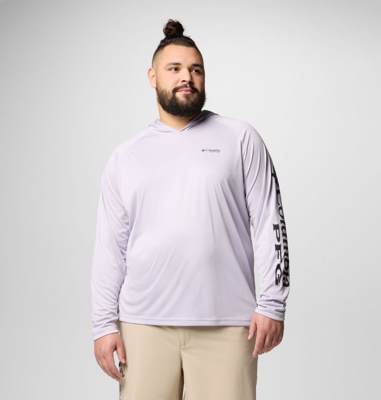 Men's PFG Terminal Tackle Hoodie - Big, Color: Lavender Pearl, Black Logo, image 1