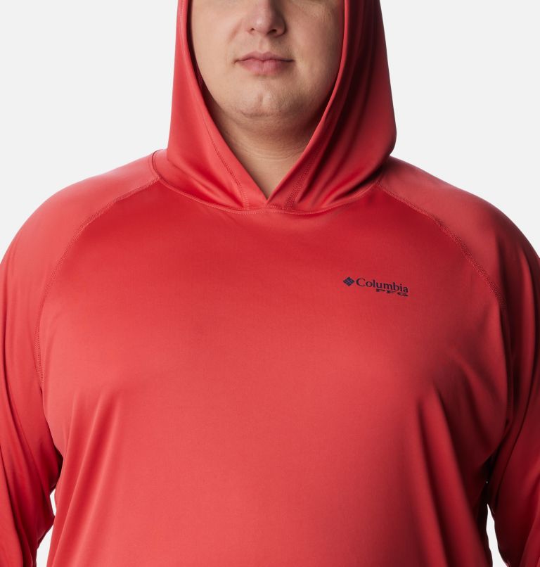Men's PFG Terminal Tackle Hoodie - Big, Color: Sunset Red, Collegiate Navy Logo, image 4