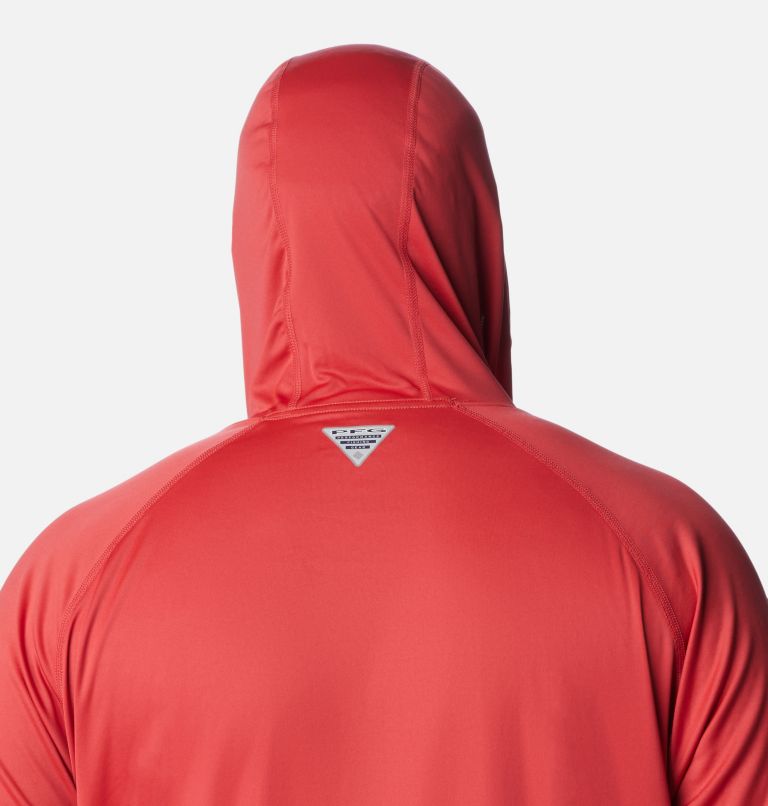 Men’s PFG Terminal Tackle Hoodie - Big, Color: Sunset Red, Collegiate Navy Logo, image 5