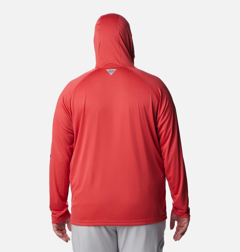 Men's PFG Terminal Tackle Hoodie - Big, Color: Sunset Red, Collegiate Navy Logo, image 2