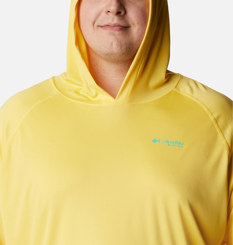 Men's PFG Terminal Tackle Hoodie - Big, Color: Sun Glow, Electric Turquoise Logo, image 4