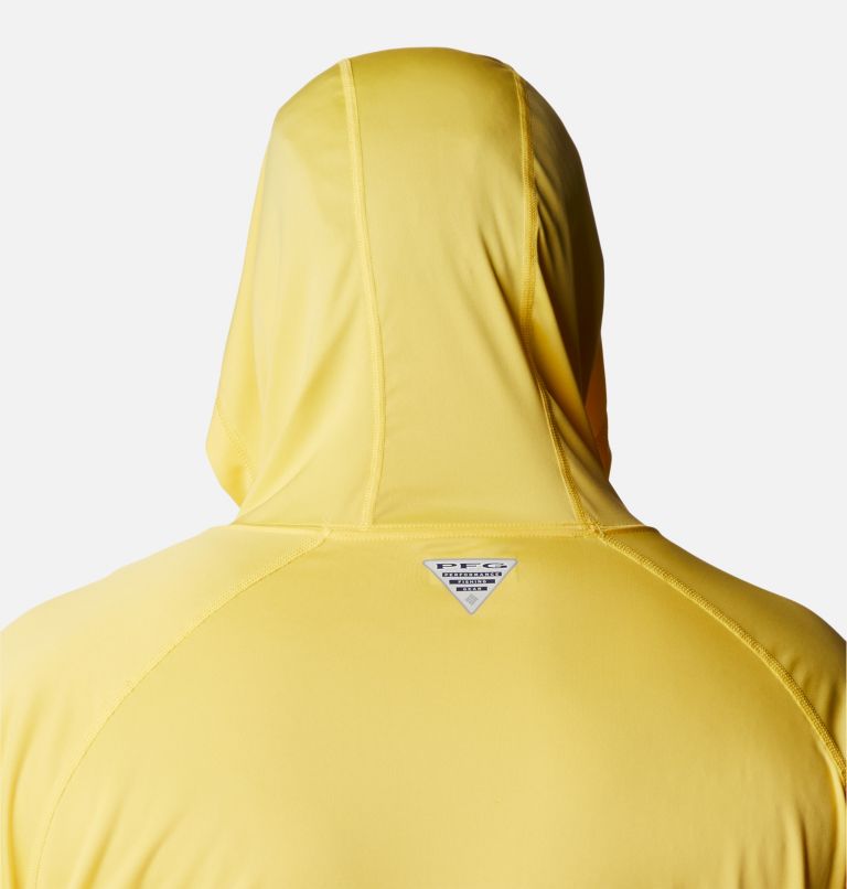 Men's PFG Terminal Tackle Hoodie - Big, Color: Sun Glow, Electric Turquoise Logo, image 5