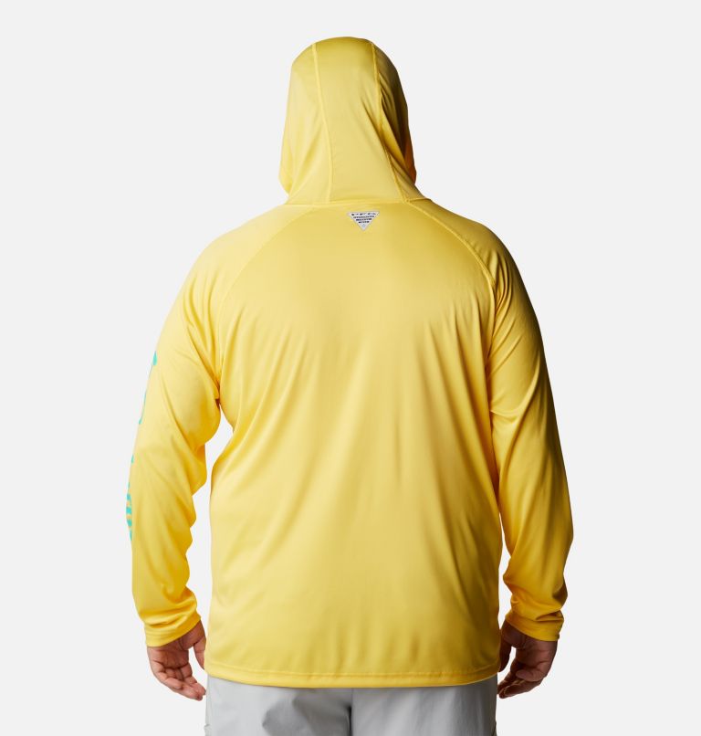Men's PFG Terminal Tackle Hoodie - Big, Color: Sun Glow, Electric Turquoise Logo, image 2