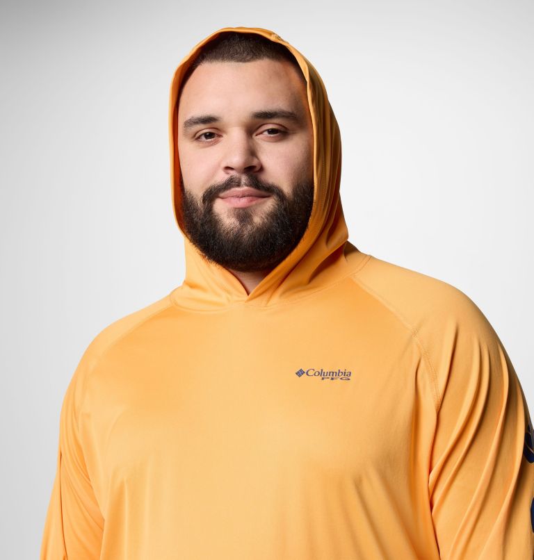 Men's PFG Terminal Tackle Hoodie - Big, Color: Summer Orange, Carbon Logo, image 5