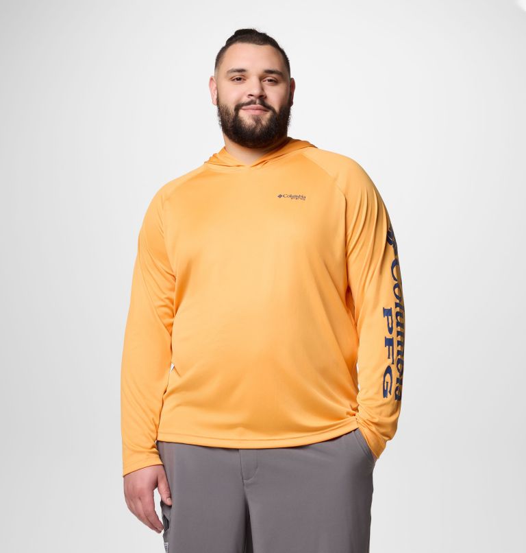 Men's PFG Terminal Tackle Hoodie - Big, Color: Summer Orange, Carbon Logo, image 1