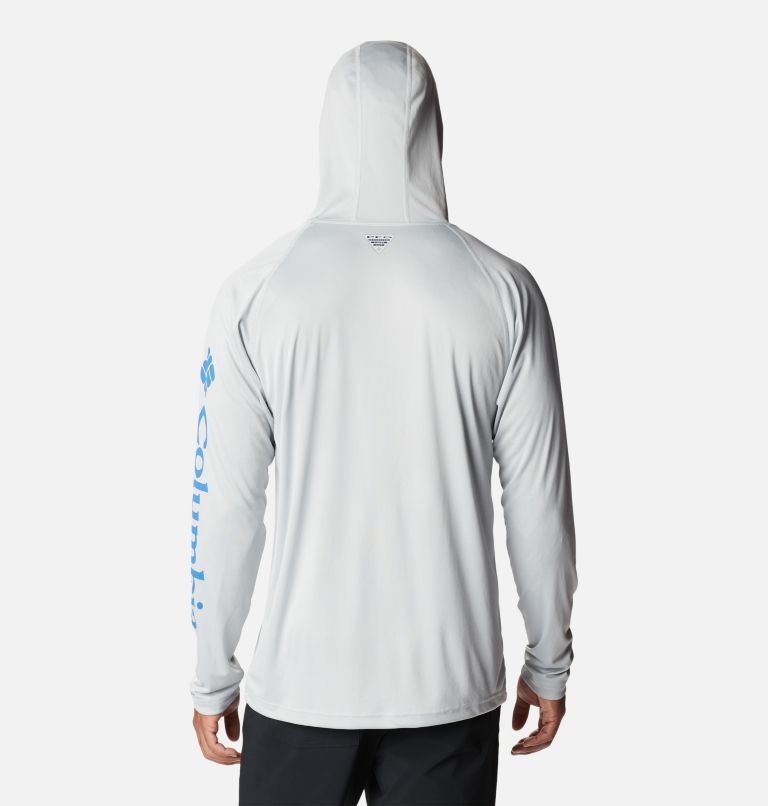 Thumbnail: Men’s PFG Terminal Tackle Hoodie - Tall, Color: Cool Grey, Vivid Blue Logo, image 2