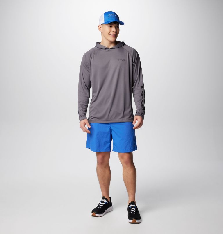 Men's PFG Terminal Tackle Hoodie - Tall, Color: City Grey, Black Logo, image 3