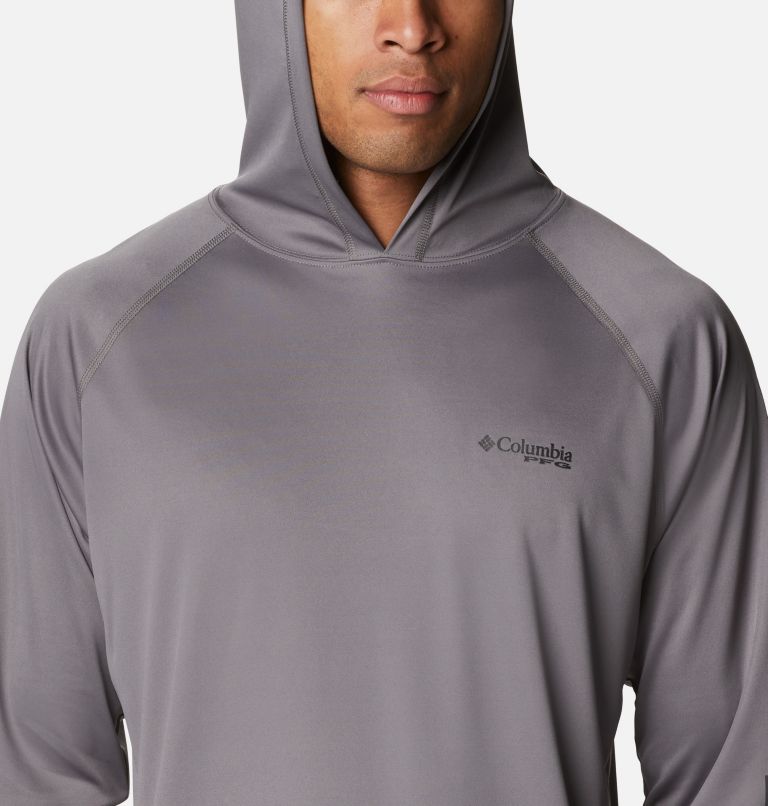 Thumbnail: Men’s PFG Terminal Tackle Hoodie - Tall, Color: City Grey, Black Logo, image 4