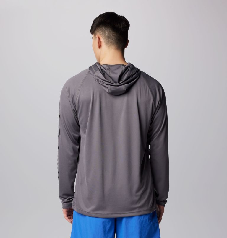 Men's PFG Terminal Tackle Hoodie - Tall, Color: City Grey, Black Logo, image 2