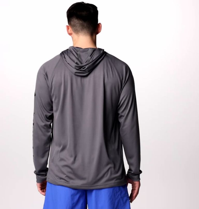 Men's PFG Terminal Tackle Hoodie - Tall, Color: City Grey, Black Logo