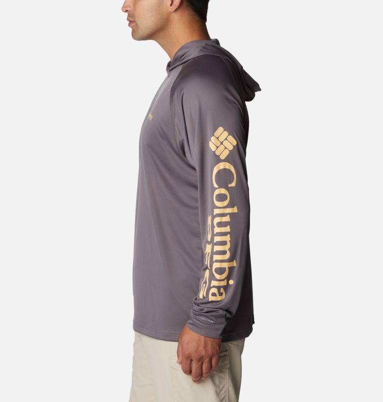 Men's PFG Terminal Tackle Hoodie - Tall, Color: City Grey, Cocoa Butter Logo, image 3