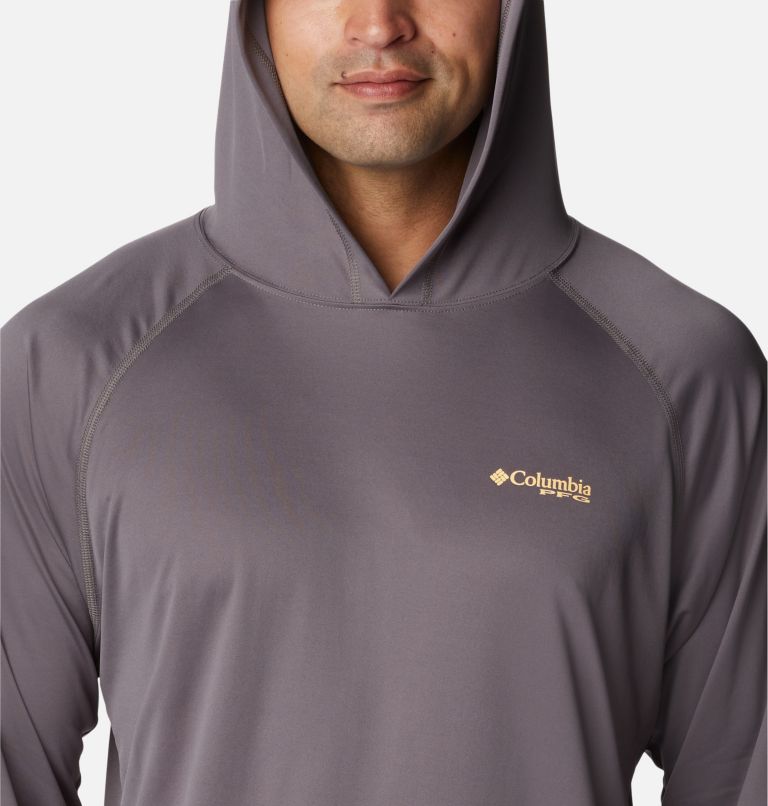 Men's PFG Terminal Tackle Hoodie - Tall, Color: City Grey, Cocoa Butter Logo, image 4