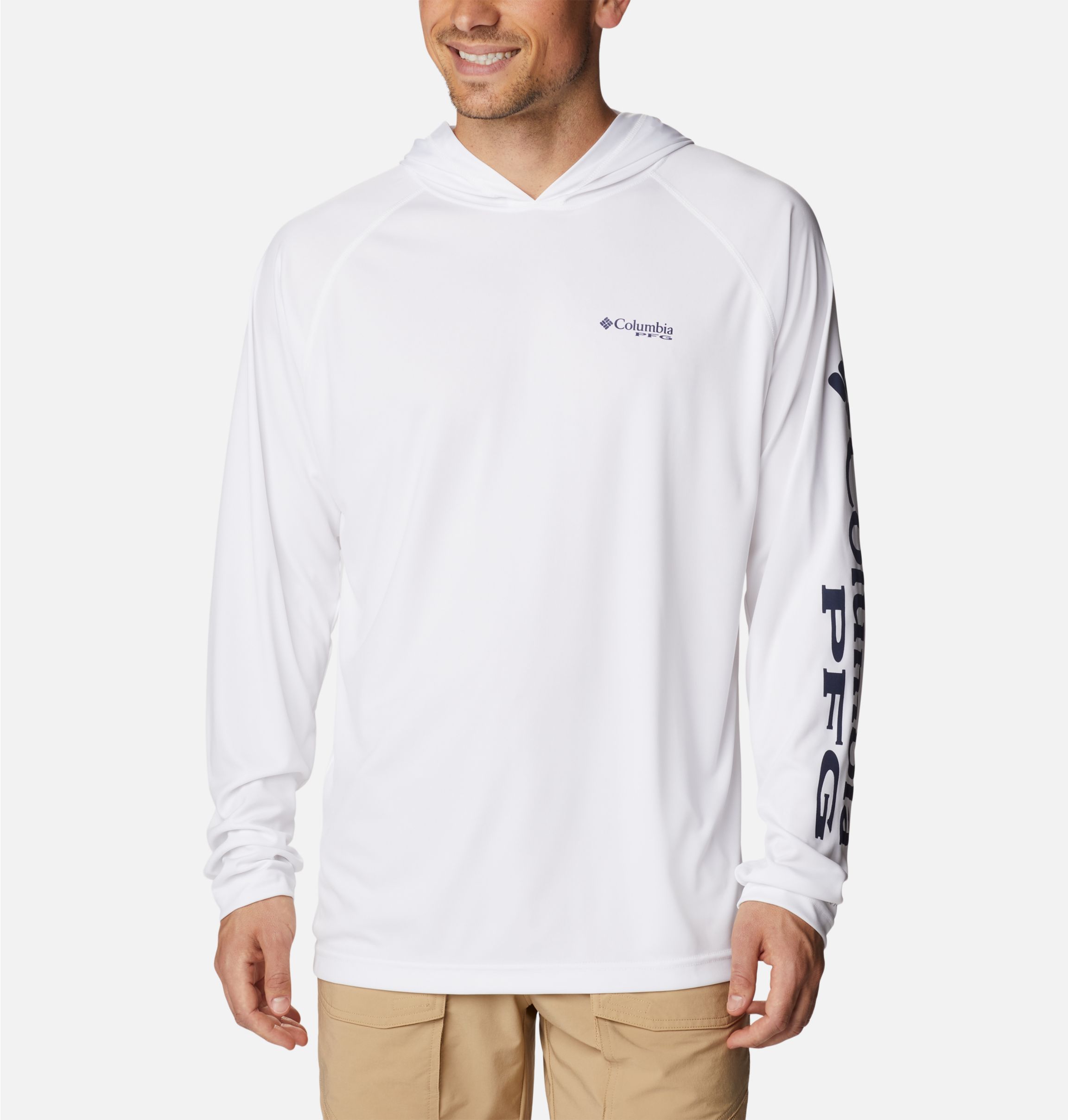 Columbia Mens PFG Terminal Tackle Long Sleeve Tee - Tall, White, Nightshade  Logo, 4X/Tall 