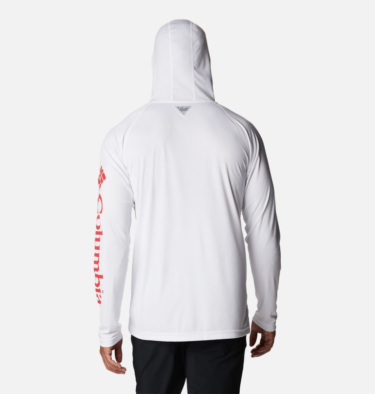 Thumbnail: Men’s PFG Terminal Tackle Hoodie - Tall, Color: White, Red Spark Logo, image 2