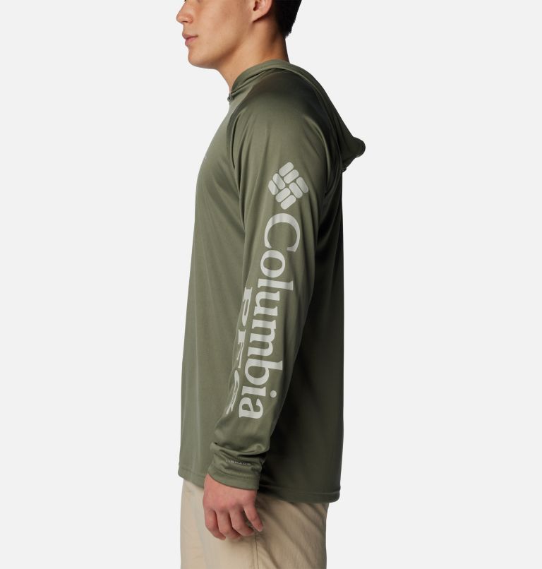 Men's PFG Terminal Tackle Hoodie - Tall, Color: Cypress, Cool Grey Logo, image 3