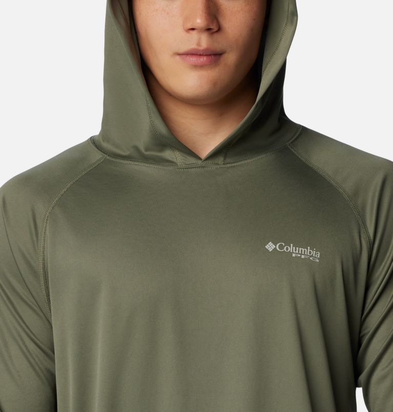 Men's PFG Terminal Tackle Hoodie - Tall, Color: Cypress, Cool Grey Logo, image 4