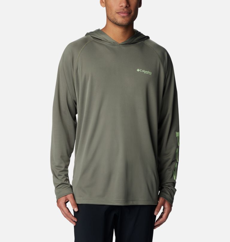 Men’s PFG Terminal Tackle Hoodie - Tall, Color: Cypress, Key West Logo, image 1