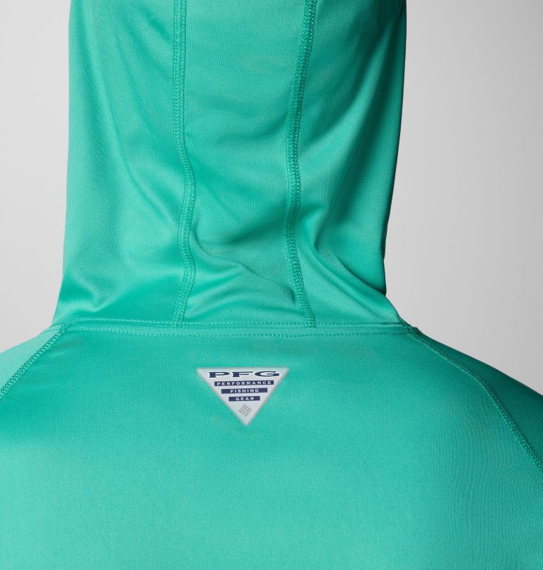 Men's PFG Terminal Tackle Hoodie - Tall, Color: Glaze Green, White Logo, image 6