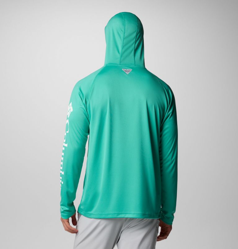 Men's PFG Terminal Tackle Hoodie - Tall, Color: Glaze Green, White Logo, image 3