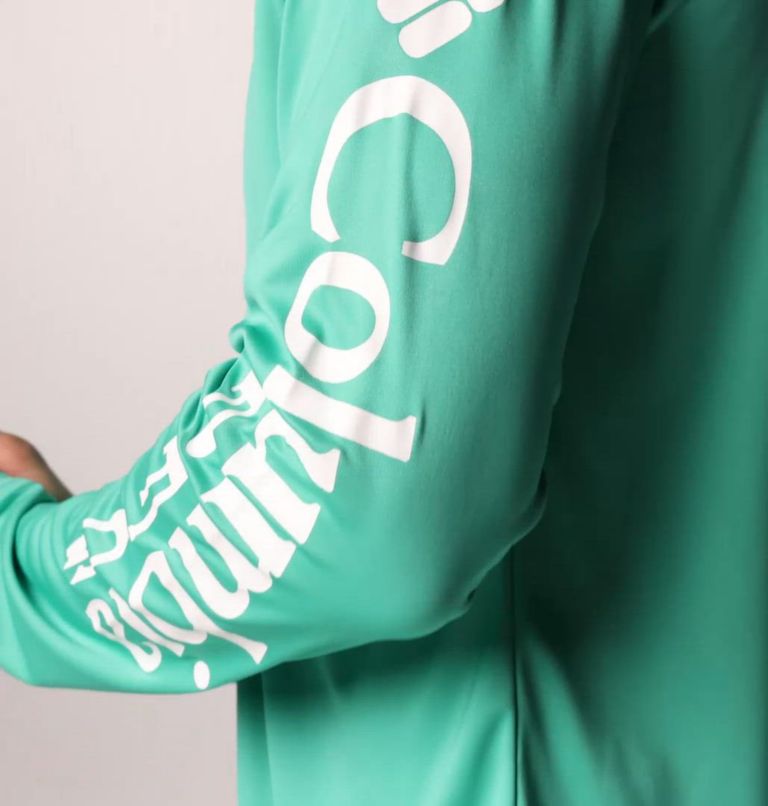 Men's PFG Terminal Tackle Hoodie - Tall, Color: Glaze Green, White Logo