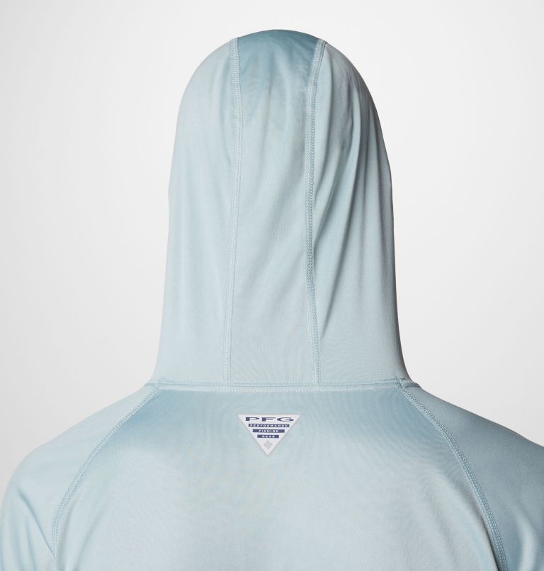 Men's PFG Terminal Tackle Hoodie - Tall, Color: Crushed Blue, Faded Peach Logo, image 6