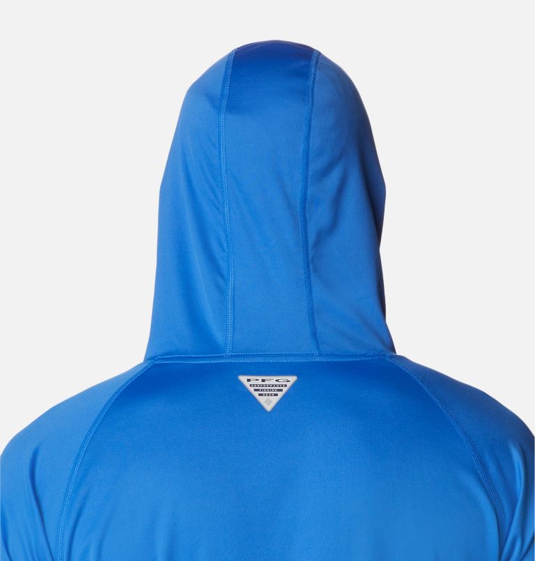 Men's PFG Terminal Tackle Hoodie - Tall, Color: Vivid Blue, Cool Grey Logo, image 5
