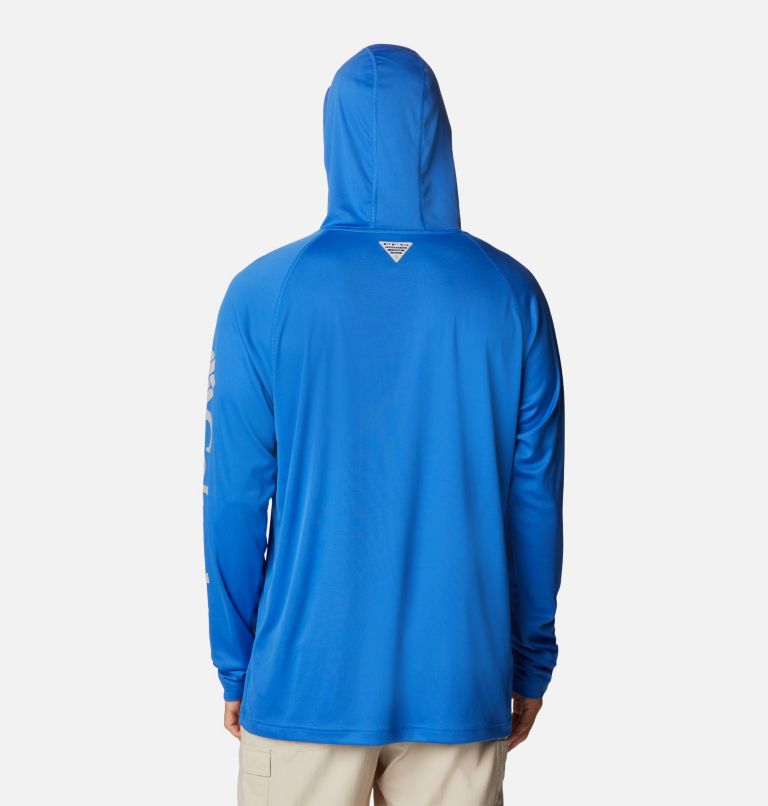 Men's PFG Terminal Tackle Hoodie - Tall, Color: Vivid Blue, Cool Grey Logo, image 2