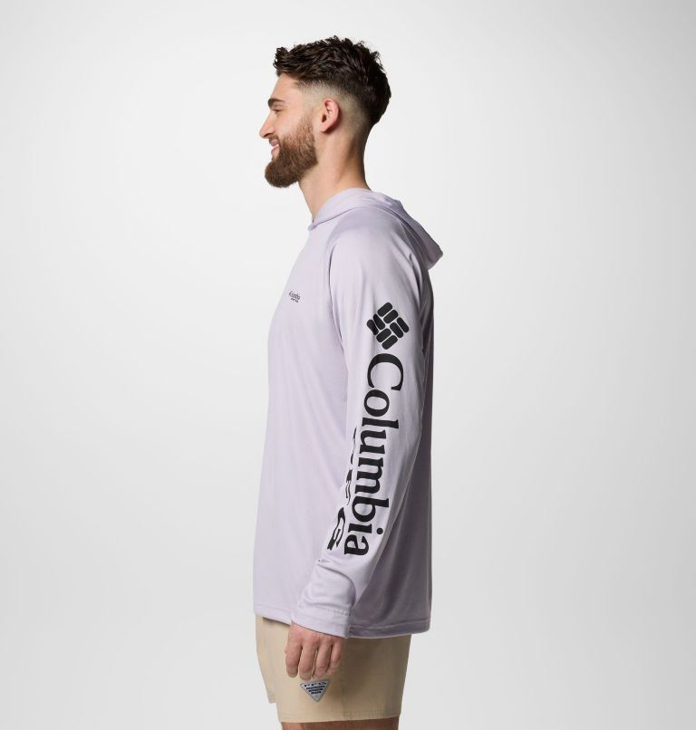 Men's PFG Terminal Tackle Hoodie - Tall, Color: Lavender Pearl, Black Logo, image 4