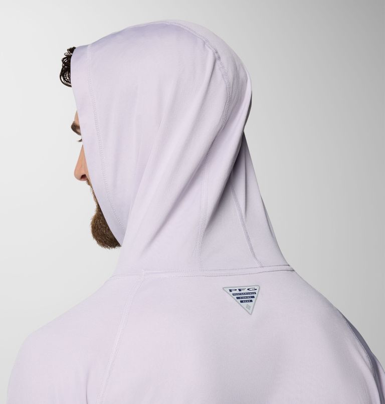 Men's PFG Terminal Tackle Hoodie - Tall, Color: Lavender Pearl, Black Logo, image 6