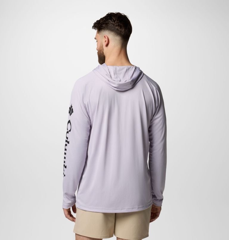 Men's PFG Terminal Tackle Hoodie - Tall, Color: Lavender Pearl, Black Logo, image 3