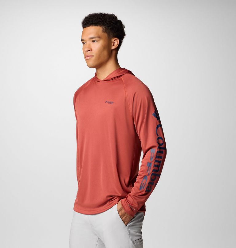 Men's PFG Terminal Tackle Hoodie - Tall, Color: Dusty Crimson, Nocturnal Logo, image 4